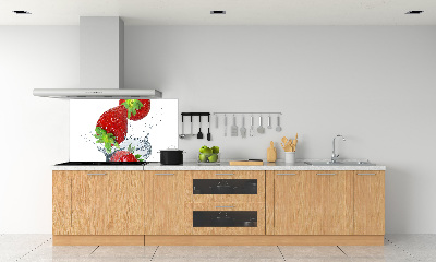 Kitchen splashback Falling strawberries