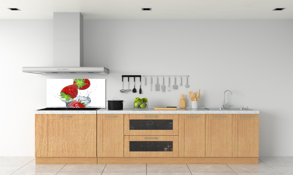 Kitchen splashback Falling strawberries