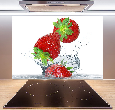 Kitchen splashback Falling strawberries