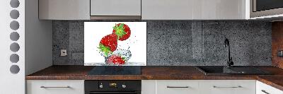 Kitchen splashback Falling strawberries