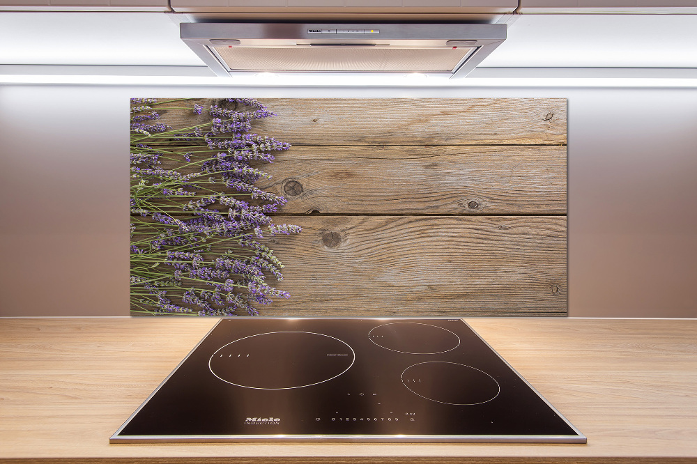 Cooker splashback Lavender on wood