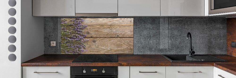 Cooker splashback Lavender on wood