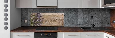 Cooker splashback Lavender on wood