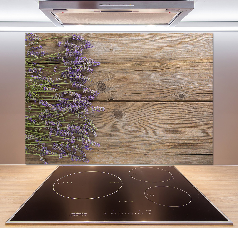 Cooker splashback Lavender on wood