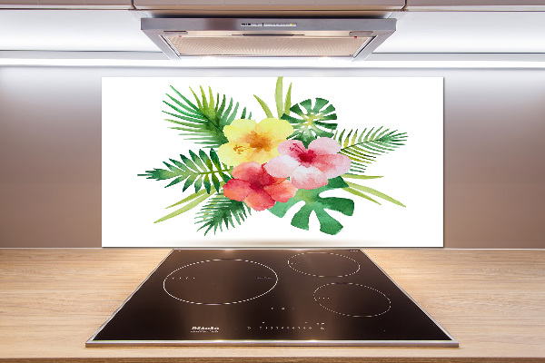 Cooker splashback Hawaiian flowers