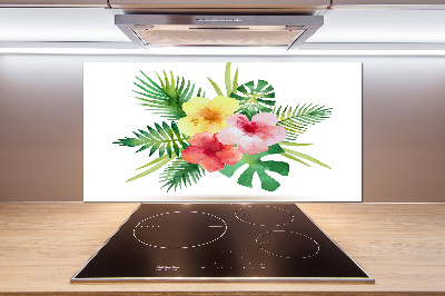 Cooker splashback Hawaiian flowers