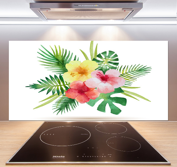 Cooker splashback Hawaiian flowers