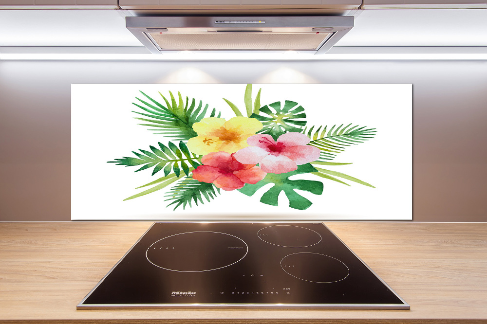 Cooker splashback Hawaiian flowers