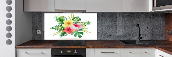 Cooker splashback Hawaiian flowers