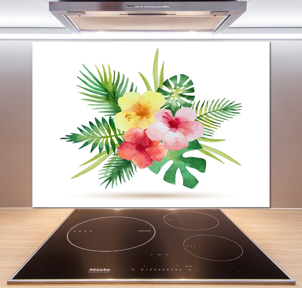 Cooker splashback Hawaiian flowers