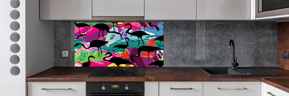 Kitchen splashback Flamingos