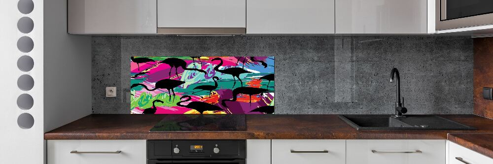 Kitchen splashback Flamingos