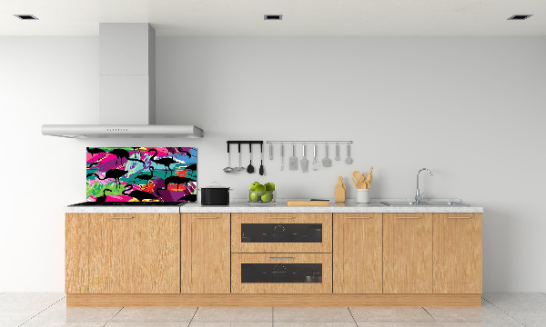 Kitchen splashback Flamingos