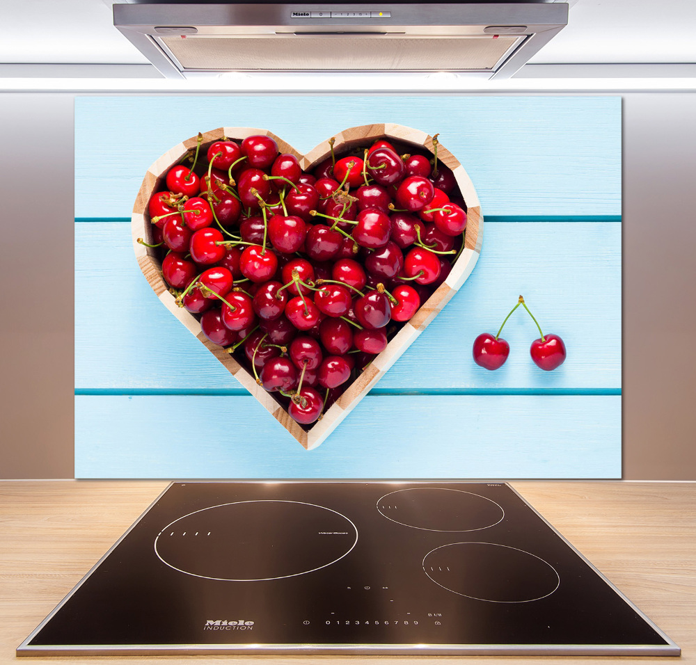 Glass splashback Cherry heart