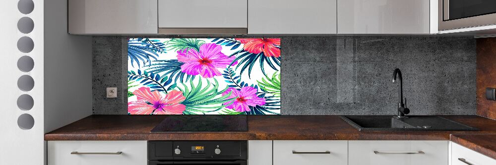 Kitchen splashback Hawaiian flowers