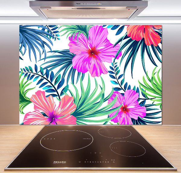 Kitchen splashback Hawaiian flowers