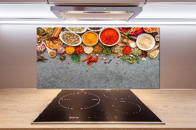 Glass splashback A mixture of spices