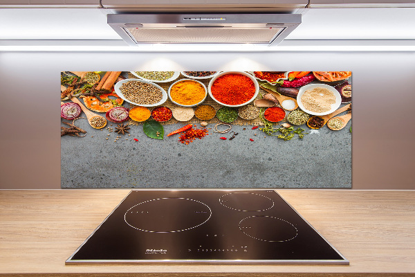 Glass splashback A mixture of spices