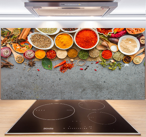 Glass splashback A mixture of spices