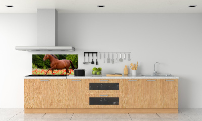 Kitchen splashback A horse in the field of poppies