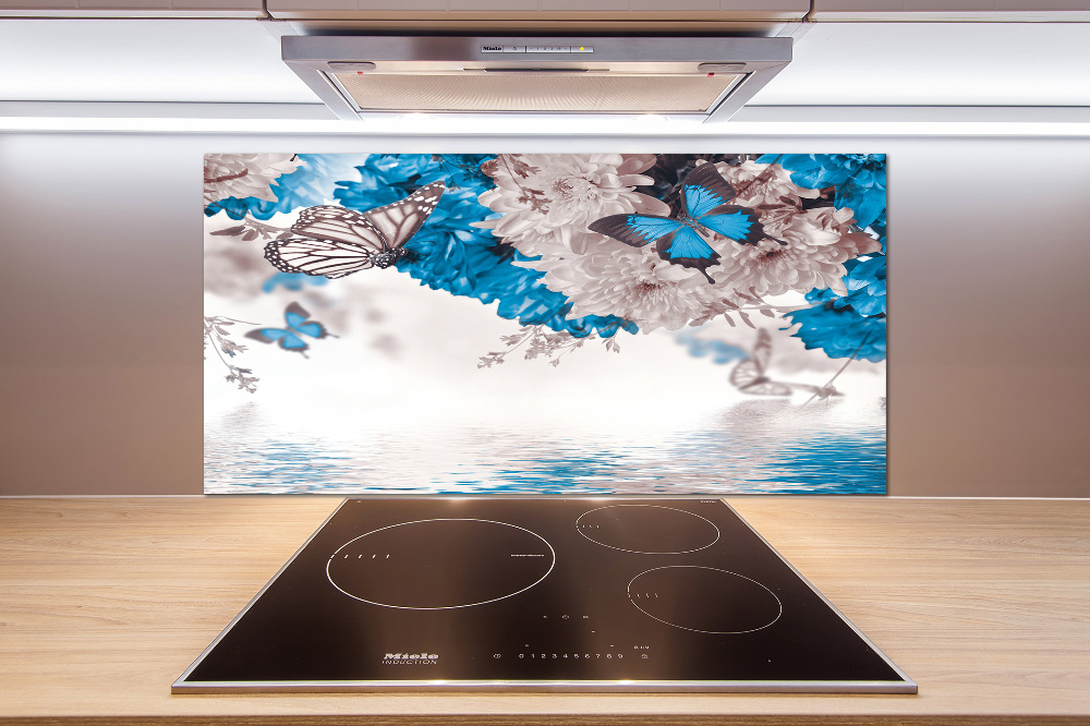 Cooker splashback Flowers and butterflies