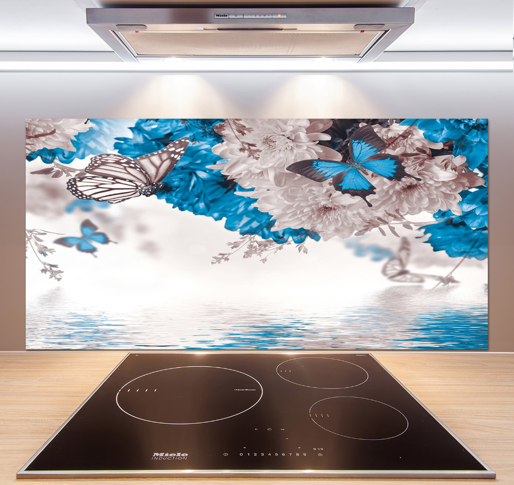 Cooker splashback Flowers and butterflies