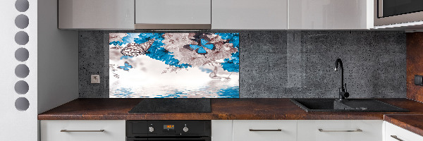 Cooker splashback Flowers and butterflies