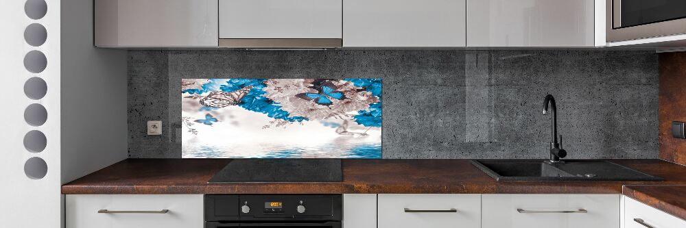 Cooker splashback Flowers and butterflies