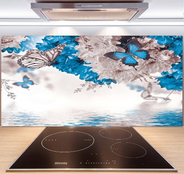 Cooker splashback Flowers and butterflies