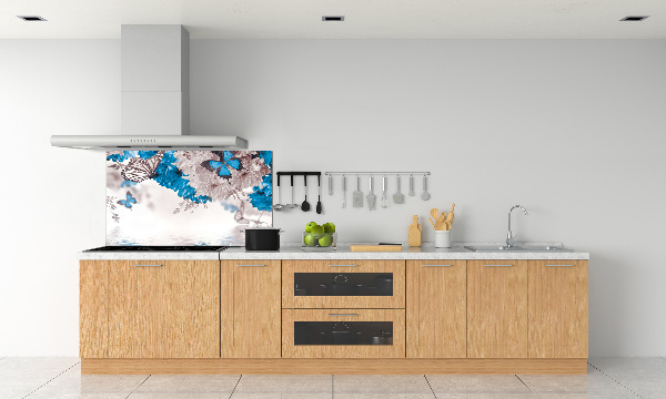 Cooker splashback Flowers and butterflies