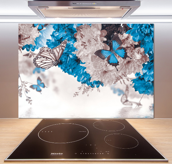 Cooker splashback Flowers and butterflies