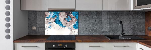 Cooker splashback Flowers and butterflies