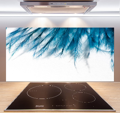 Splashback panel for kitchen Blue feathers