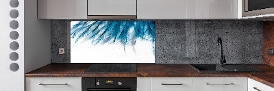 Splashback panel for kitchen Blue feathers