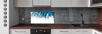 Splashback panel for kitchen Blue feathers