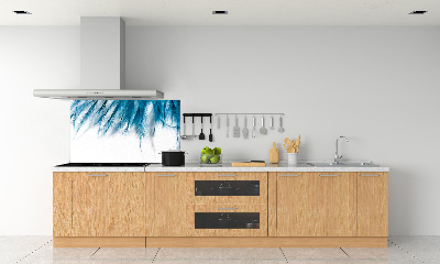 Splashback panel for kitchen Blue feathers