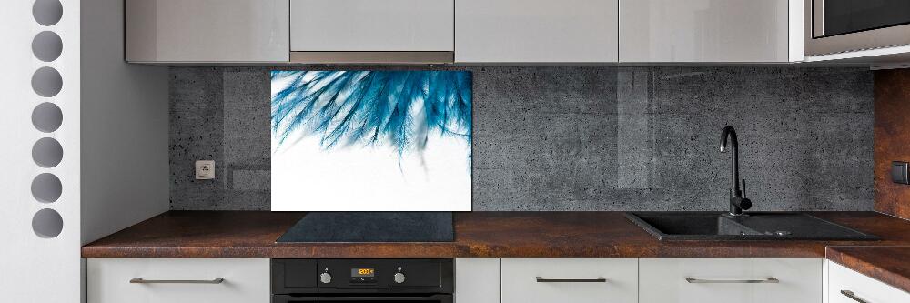 Splashback panel for kitchen Blue feathers