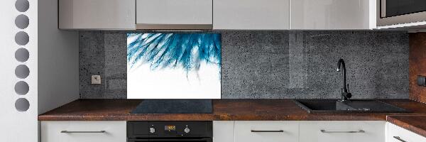 Splashback panel for kitchen Blue feathers