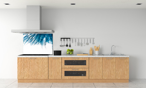 Splashback panel for kitchen Blue feathers