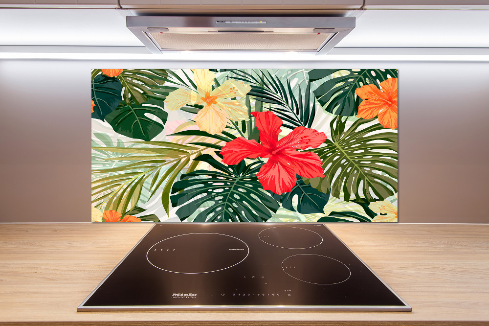 Kitchen wall panels Hawaiian flowers