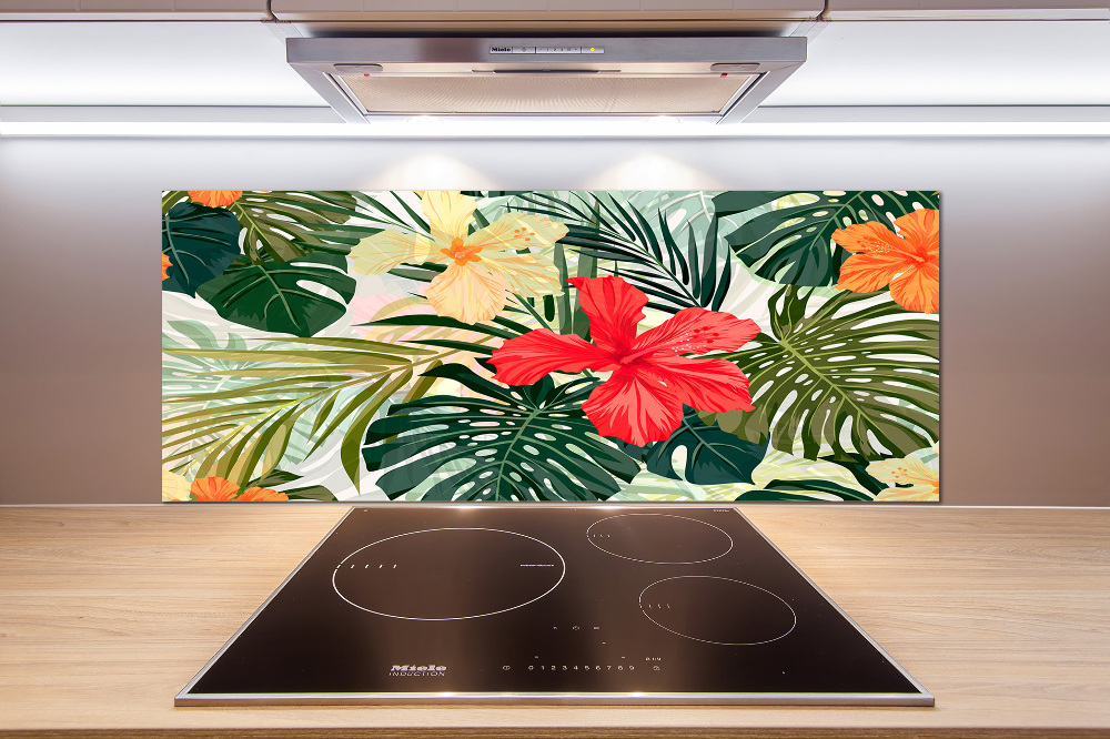 Kitchen wall panels Hawaiian flowers