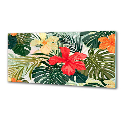 Kitchen wall panels Hawaiian flowers