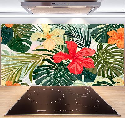 Kitchen wall panels Hawaiian flowers