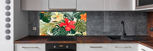 Kitchen wall panels Hawaiian flowers