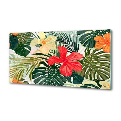 Kitchen wall panels Hawaiian flowers