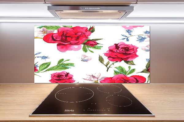 Kitchen splashback Red roses