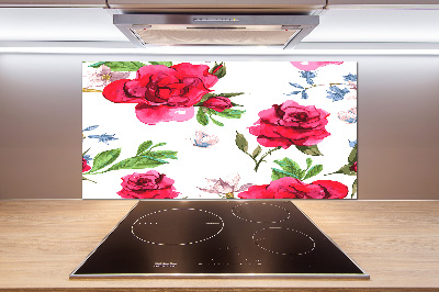 Kitchen splashback Red roses