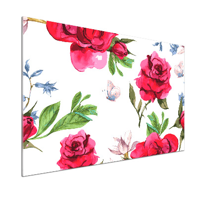 Kitchen splashback Red roses