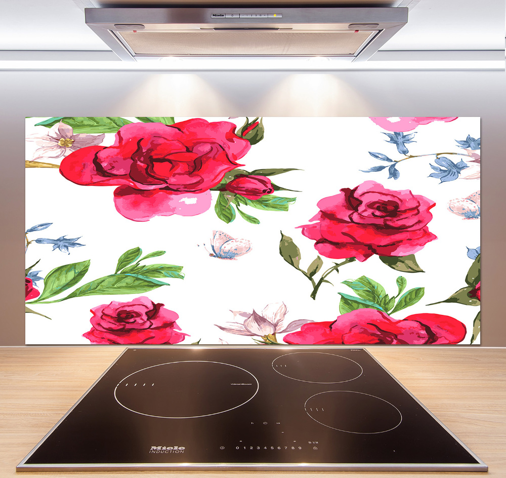 Kitchen splashback Red roses