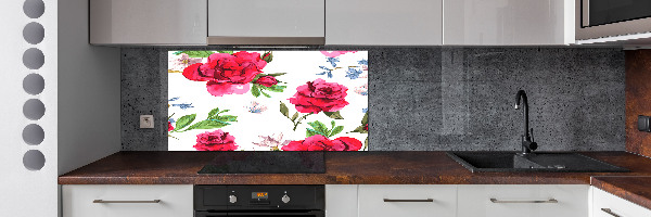 Kitchen splashback Red roses